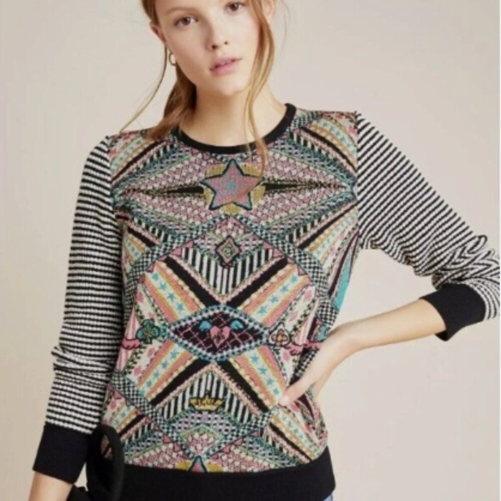 aldomARTins x Anthropologie | Theodora Multicolor Abstract Geometric Sweater